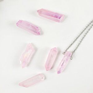 Crystal Quartz Dainty Pink Blue or Amber Necklace